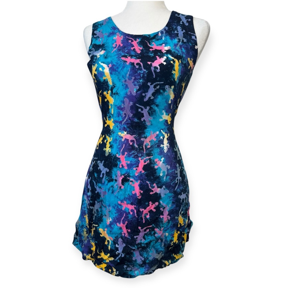Vintage Gecko Tie Dye Sleeveless Dress Size M